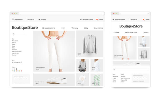 istock Fashion web store template mock up set isolated 996495542