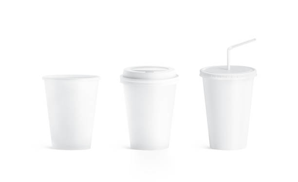istock Blank white small paper cup with and without lid mockup 996500688