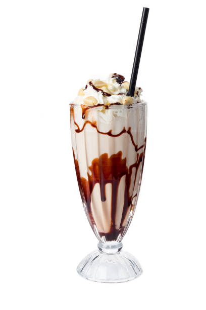 A chocolate milkshake on white background A chocolate milkshake on white background milkshake stock pictures, royalty-free photos & images