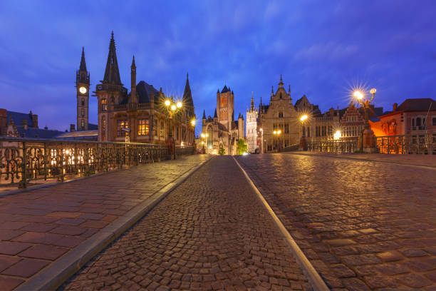 istock St. Michael Bridge at night in Ghent, Belgium 996526776