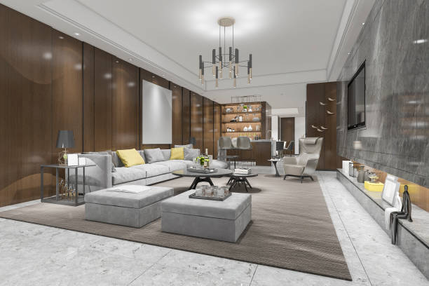 istock 3d rendering modern dining room and living room with luxury decor 996526982