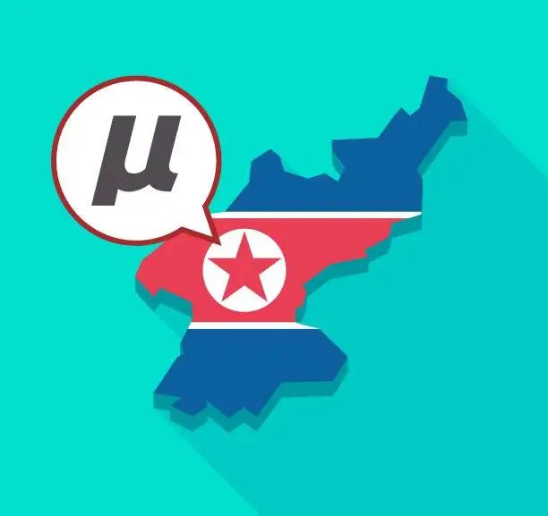 Vector illustration of North Korea map with  a micro sign, mu greek letter