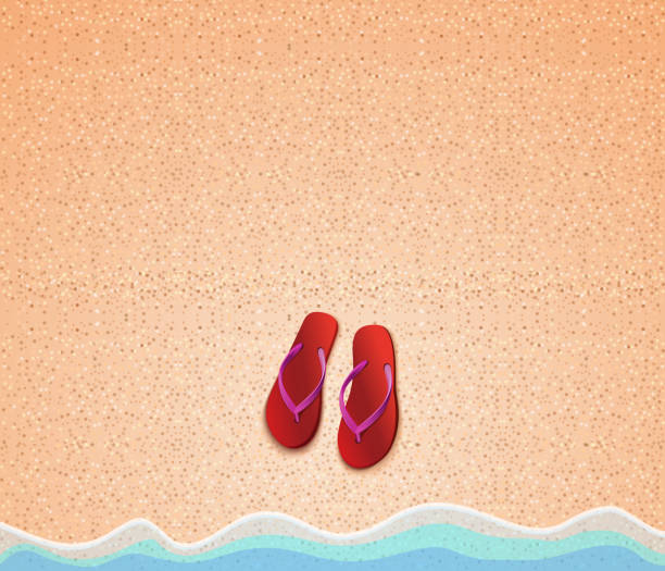 Summer background with step-ins on the beach Summer background. Step-ins on the beach seashore. Vector illustration plage stock illustrations