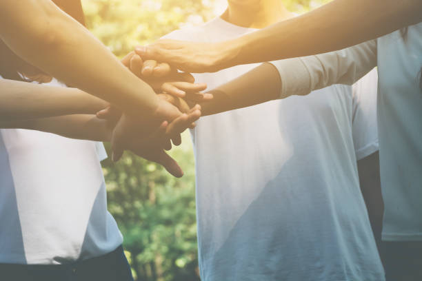 istock Team teamwork business join hand together concept, Power of volunteer charity work, Stack of people hand 996548394
