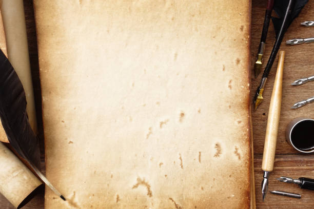 istock Vintage writing set with old paper 996564306