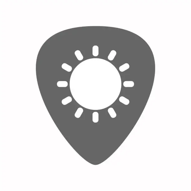 Vector illustration of Isolated guitar plectrum with a sun