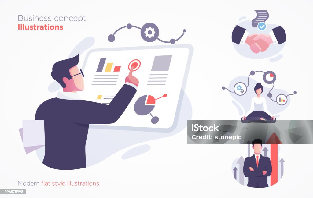 Set of business concept illustration. Modern flat style illustration - Royalty-free Negócios arte vetorial