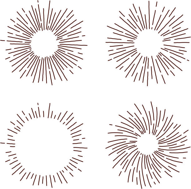 retro star burst star burst design elements pencil drawing stock illustrations