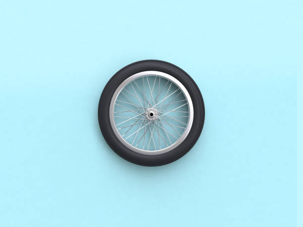 istock 3d rendering blue flat lay scene bike wheel 996600564
