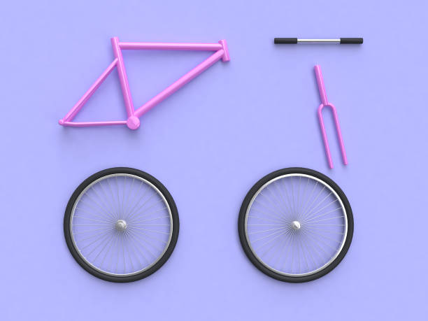 3d rendering abstract pink bicycle group parts