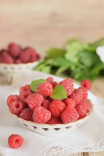 istock Raspberries in plate closed up selective focus 996606374