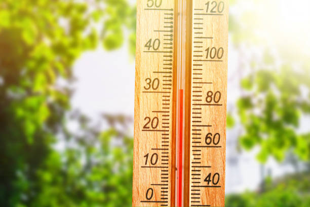 istock Thermometer displaying high 30 degree hot temperatures in sun summer day. 996611732