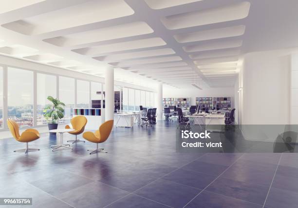 Modern Loft Office Interior Stock Photo - Download Image Now - Office, Modern, Coworking