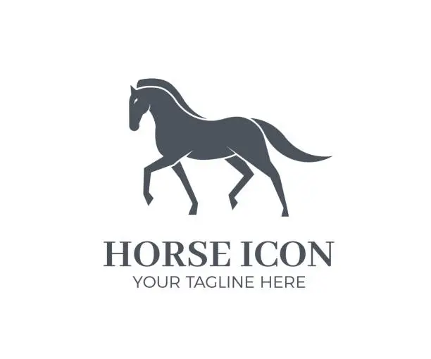 Vector illustration of Elegant horse sillhouete icon. Vector illustration animal logo design
