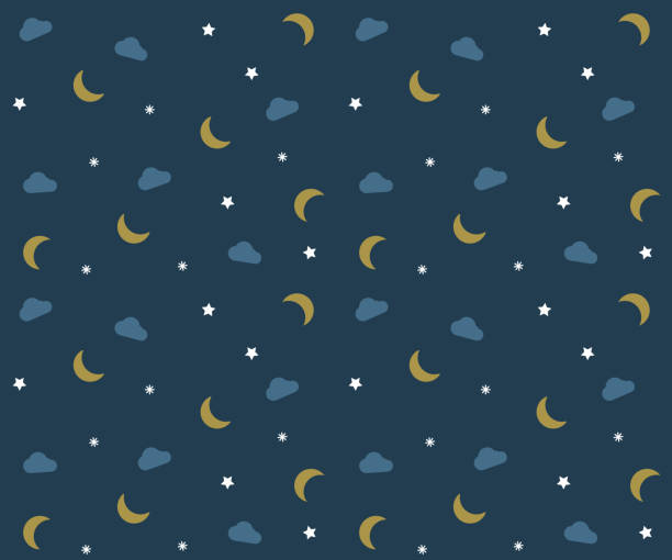Night pattern with clouds, moons and stars. Vector background wallpaper with bedtime elements Night pattern with clouds, moons and stars. Vector background wallpaper with bedtime elementsvector eps10 going to bed cartoon stock illustrations