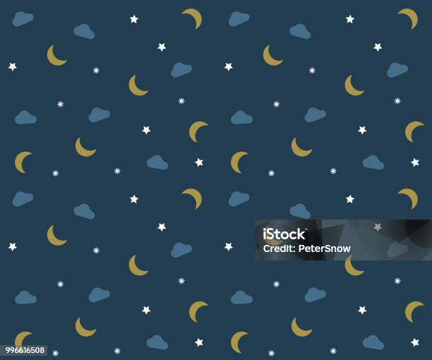 Vector Pattern Night Night Pattern With Clouds Moons And Stars Vector Background Wallpaper ...