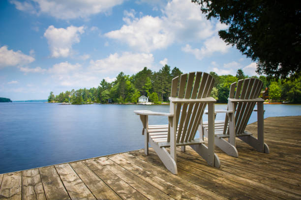 istock Muskoka chairs on a wooden dock 996636294
