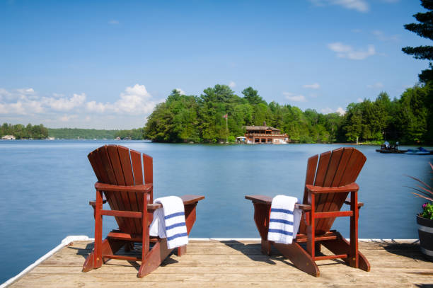 istock Muskoka chairs on a wooden dock 996636594
