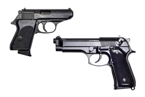 istock Pistol guns on white background 996676158
