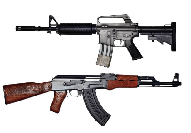 istock USA rifle versus soviet union rifle. 996676276