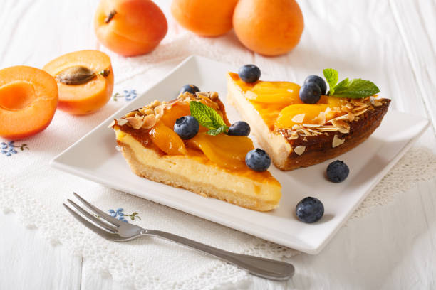 istock Apricot cheesecake with blueberry close-up. horizontal 996686444