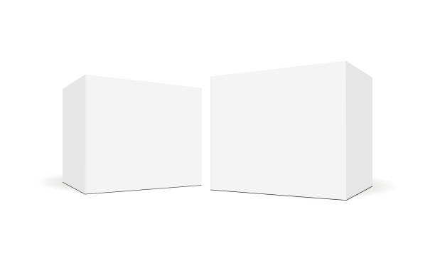 White blank square boxes with side perspective view White blank square boxes with side perspective view. Mockup for healthcare and pharmaceutical packaging design. Vector illustration box stock illustrations