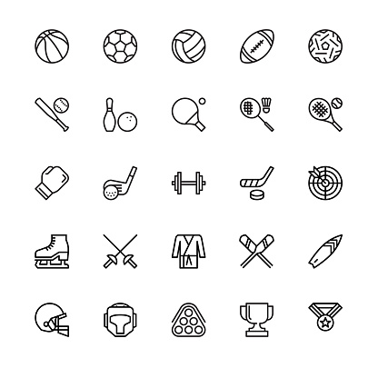 Sports Equipment, Exercising, Sport, Gym, Games, Icons, Vector and Illustration