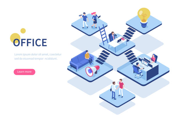 office - office isometric built structure inside of stock illustrations