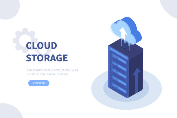 Cloud storage Cloud storage concept. Can use for web banner, infographics, hero images. Flat isometric vector illustration isolated on white background. network server stock illustrations