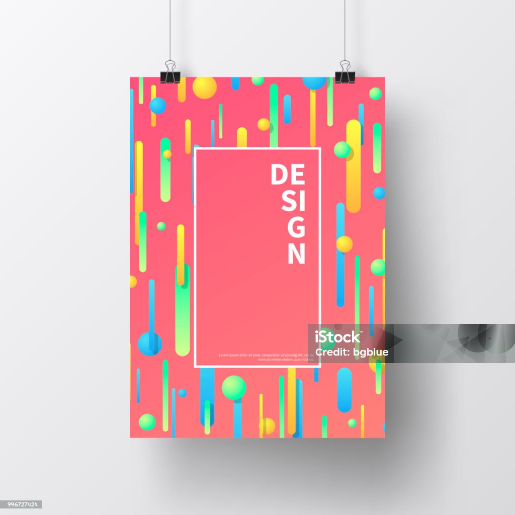 Poster With Colorful Geometric Pattern Isolated On White Background ...