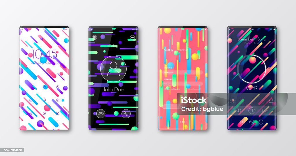 Phone Editing Background Modern Smartphone Templates Isolated On White Ui And Trendy Backgrounds ...