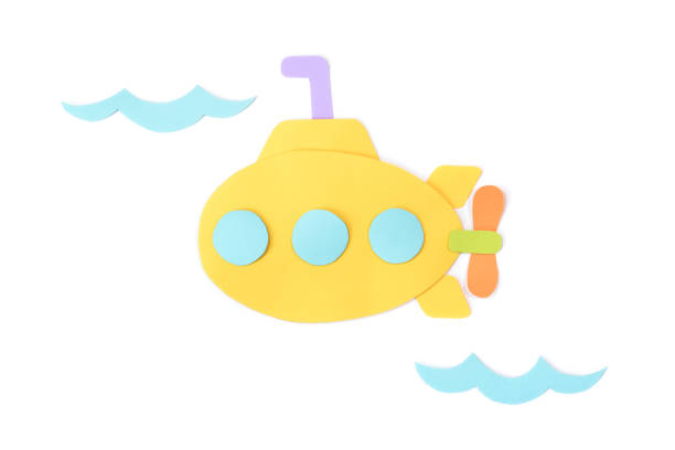 istock Submarine paper cut on white background 996746516