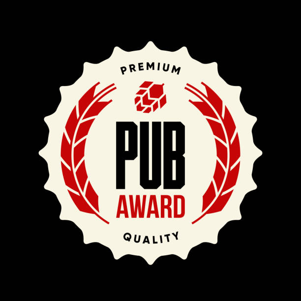 Modern craft beer drink vector logo sign for bar, pub, brewhouse or brewery isolated on dark. Modern craft beer drink vector logo sign for bar, pub, brewhouse or brewery isolated on dark.
Premium quality award logotype tee print illustration. Brewing fest fashion t-shirt badge design. beer brands stock illustrations
