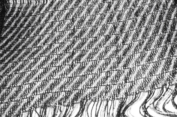 istock Texture, background, pattern. Women's scarf, striped fabric Black white lines intertwined 996750624