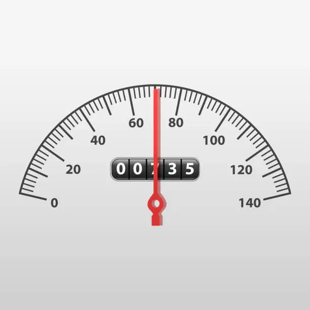 Vector illustration of Realistic Detailed 3d Car Speedometer Panel Control. Vector