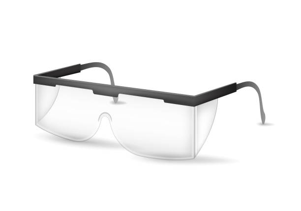 현실적인 상세한 3d 플라스틱 안전 안경입니다. 벡터 - protective eyewear safety glasses protection stock illustrations