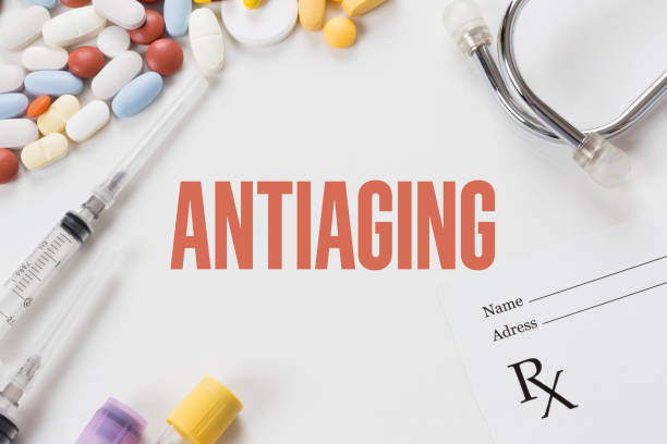 istock ANTIAGING written on white background with medication 996758334