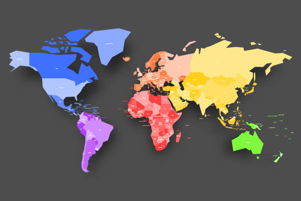 istock Colorful map of World. Simplified vector map with country name labels 996761120