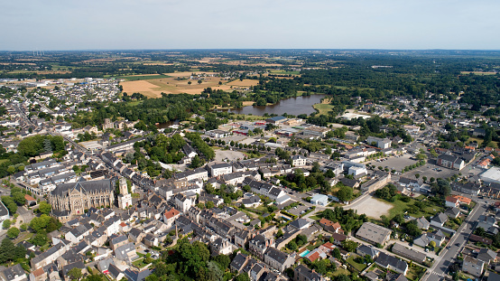 Aerial view of Nort sur Erdre in Loire Atlantique