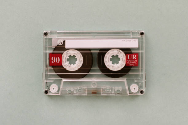 istock Audio cassette - analogue audio storage media. Audio cassette on gray background 996762362