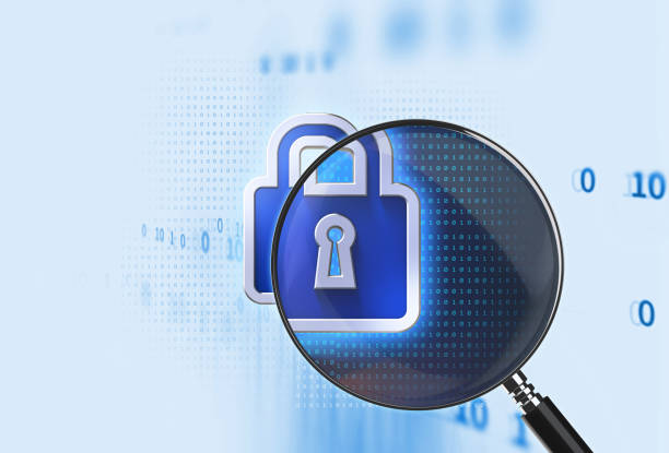 istock Magnifying glass on Closed Padlock 3d illustration 996765734