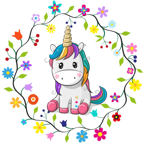 Ilustración de Dibujos Animados Unicornio En Un Marco De Flores y más  Vectores Libres de Derechos de Unicornio - Unicornio, Monada, Animal -  iStock