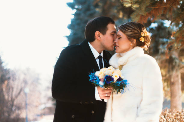 istock Winter bright wedding bride and groom couple 996769186
