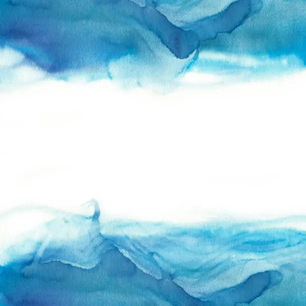 Photo of watercolor absrtract blue wave