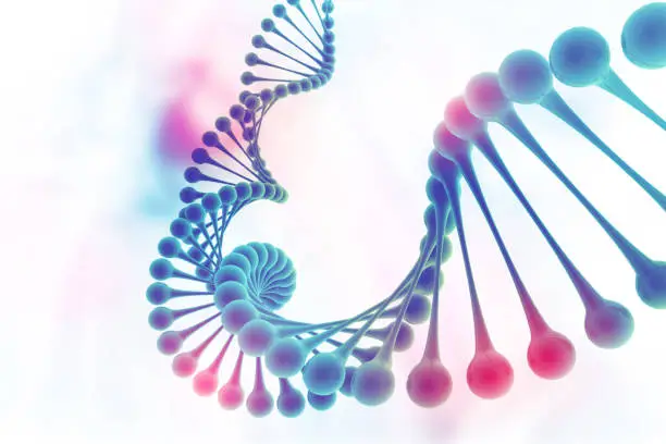 Photo of DNA structure on science background. 3d illustration