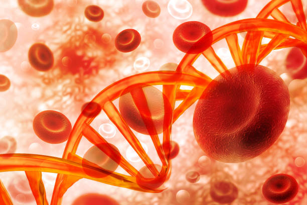 cellule del sangue del dna su base scientifica - blood cell foto e immagini stock
