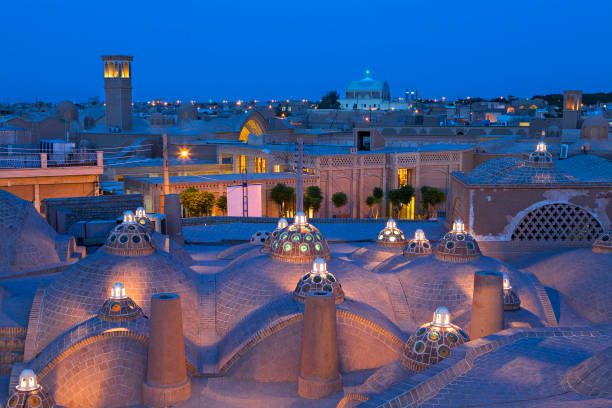 Ancient city of Kashan in Iran, at the twilight. Skyline of the city of Kashan in Iran shiraz stock pictures, royalty-free photos & images