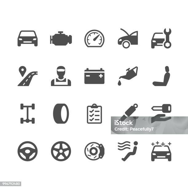Auto Service Glyph Icons Stock Illustration - Download Image Now - Icon, Car, Engine