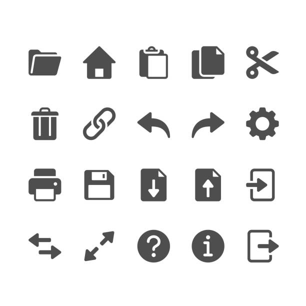 Application toolbar glyph icons vector art illustration