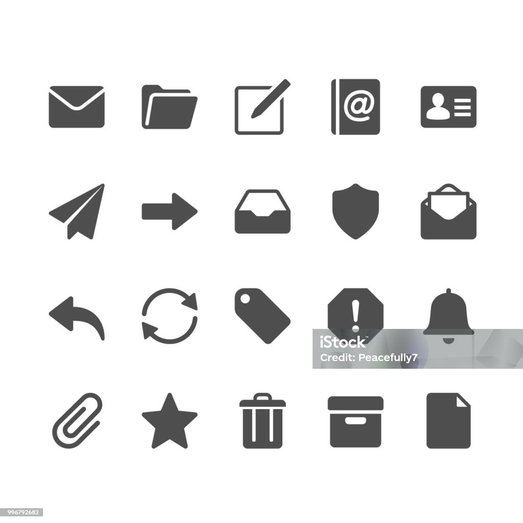 E-Mail-Glyphe Symbole - Lizenzfrei Icon Vektorgrafik